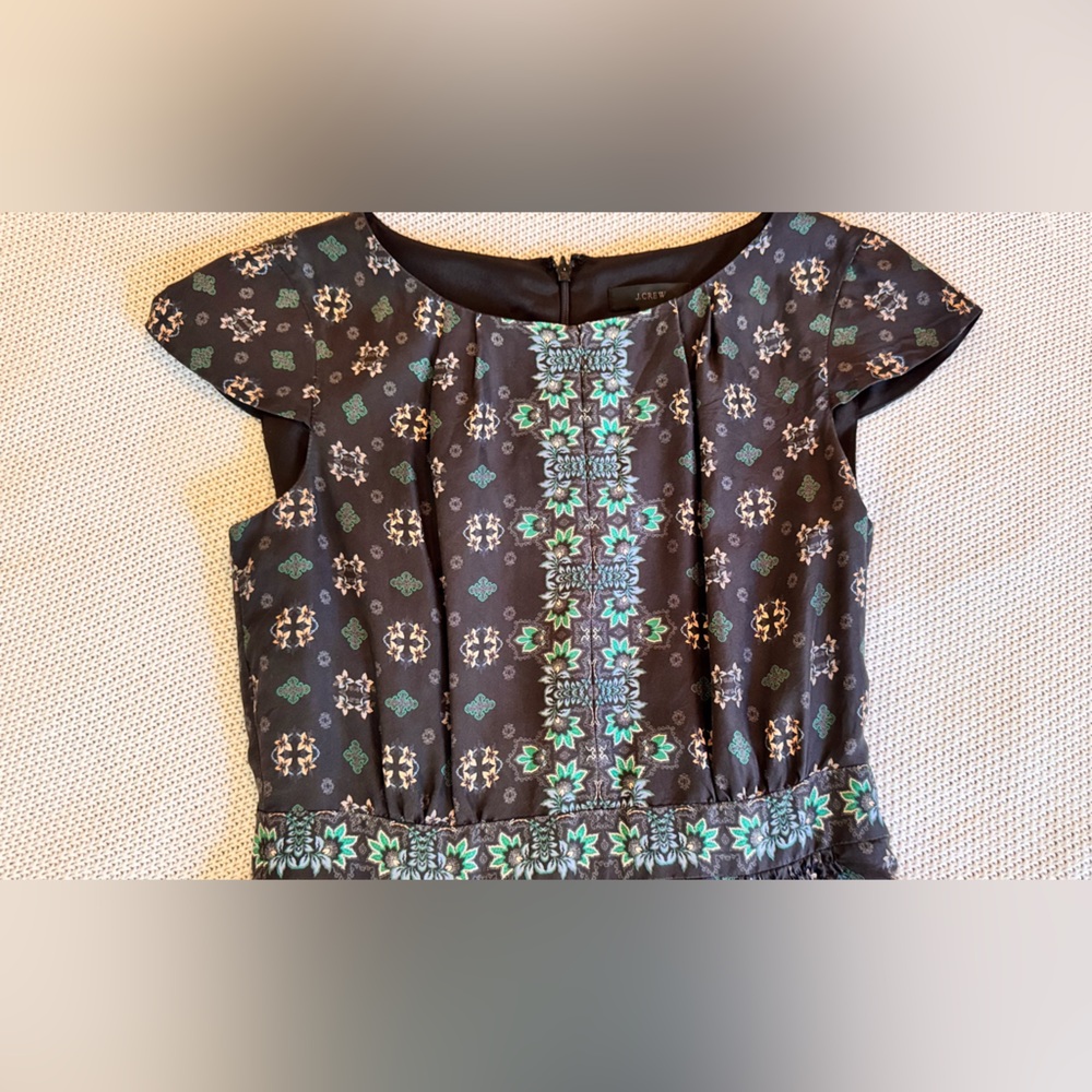 J. CREW 100% Silk Cap Sleeve Black Floral Midi Dress - Picture 7 of 16